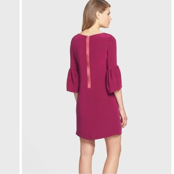 NWT Cynthia Steffe Raspberry 'Cora" Trumpet Sleeve Crepe Shift Mini Dress Sz 0 - Picture 8 of 11